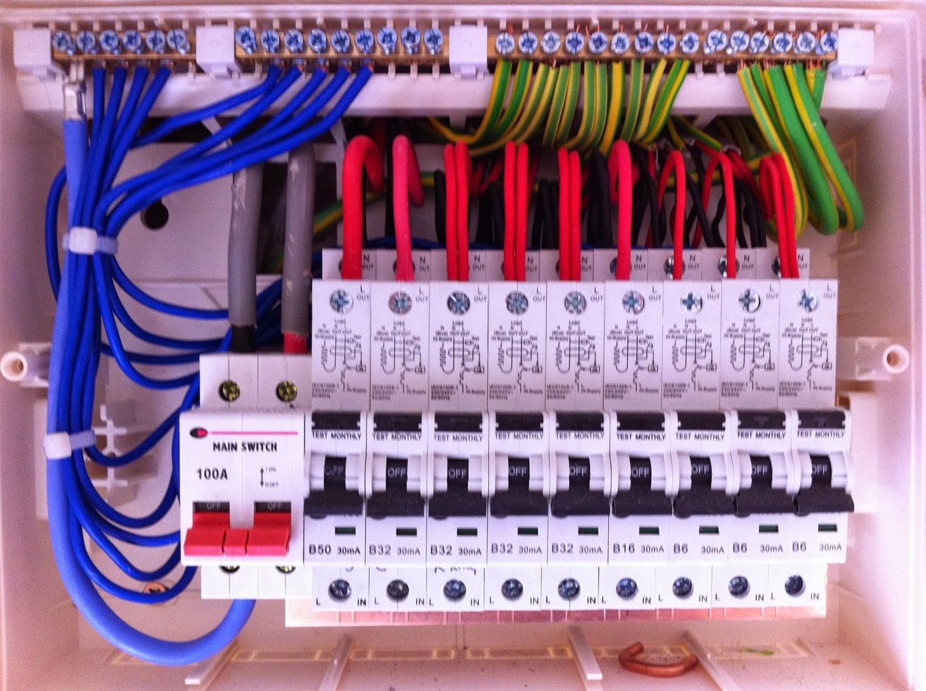 Fuse board upgrade, wired out and labelled